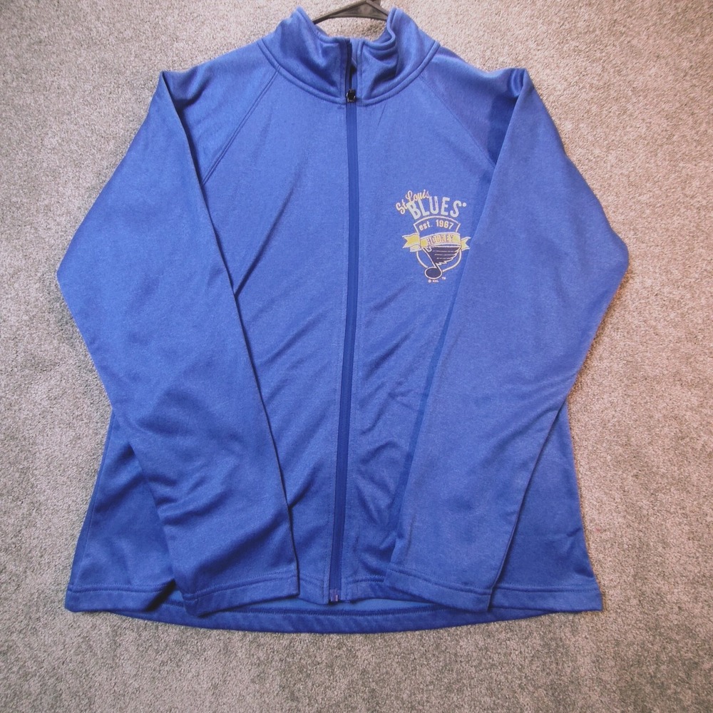 NHL Mens Sweatshirt Blue XL Fleece Full Zip Mock Neck St. Louis Blues Hockey